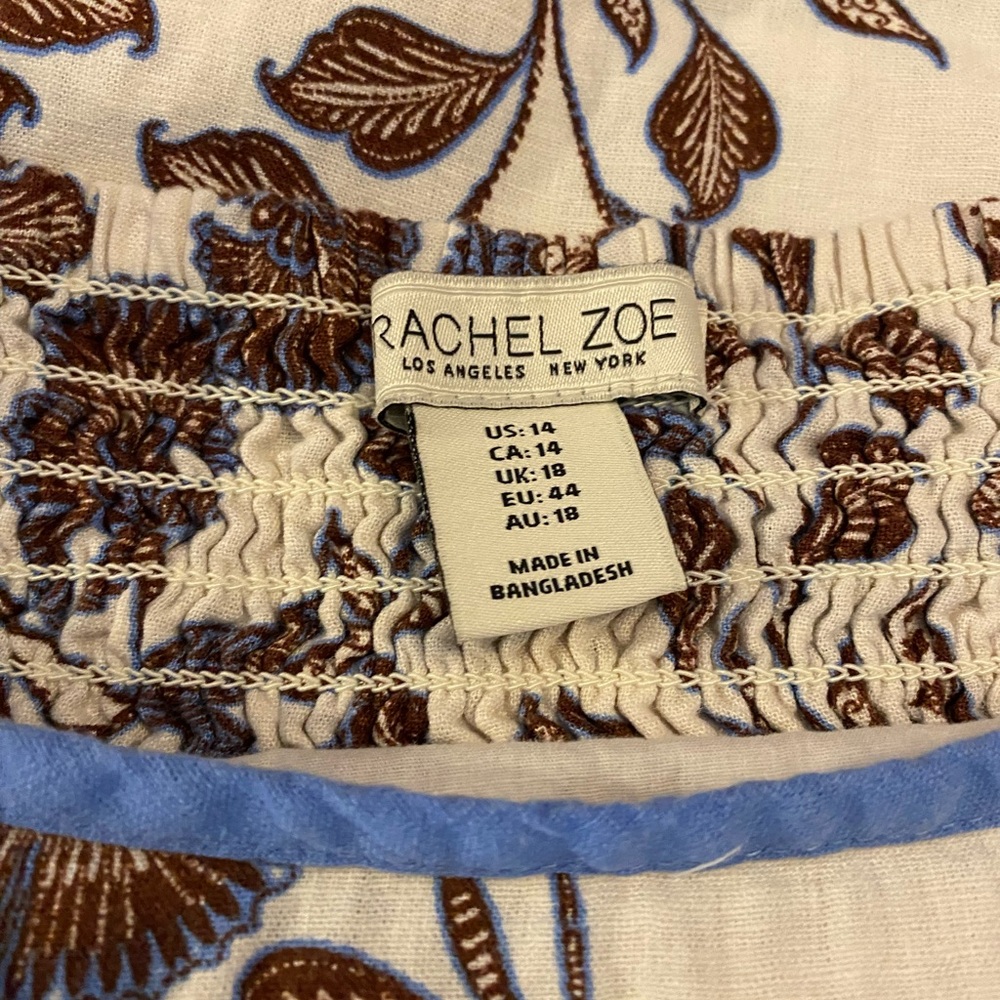 Rachel Zoe Cream and Brown Floral Dress with Blue Accents - Picture 3 of 3